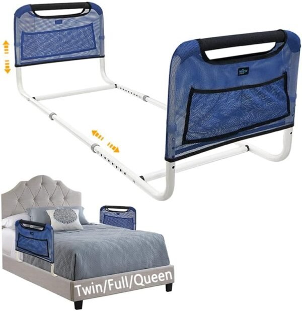 Adjustable height bed rails for thick mattresses