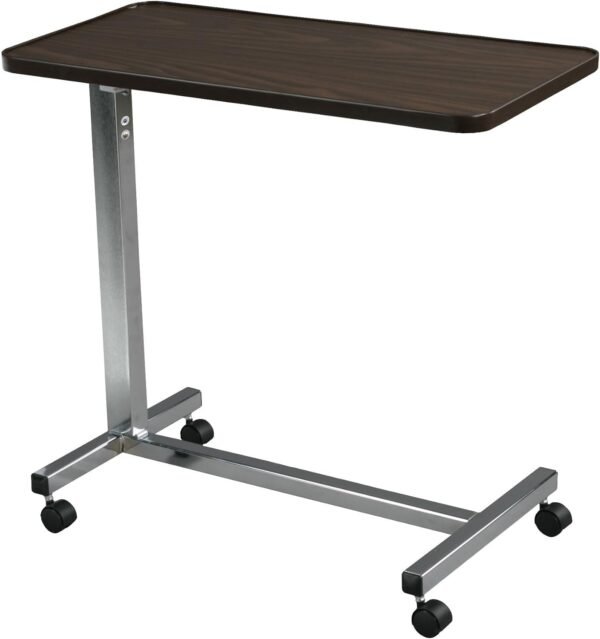 Swivel-tilt overbed tables for versatile positioning