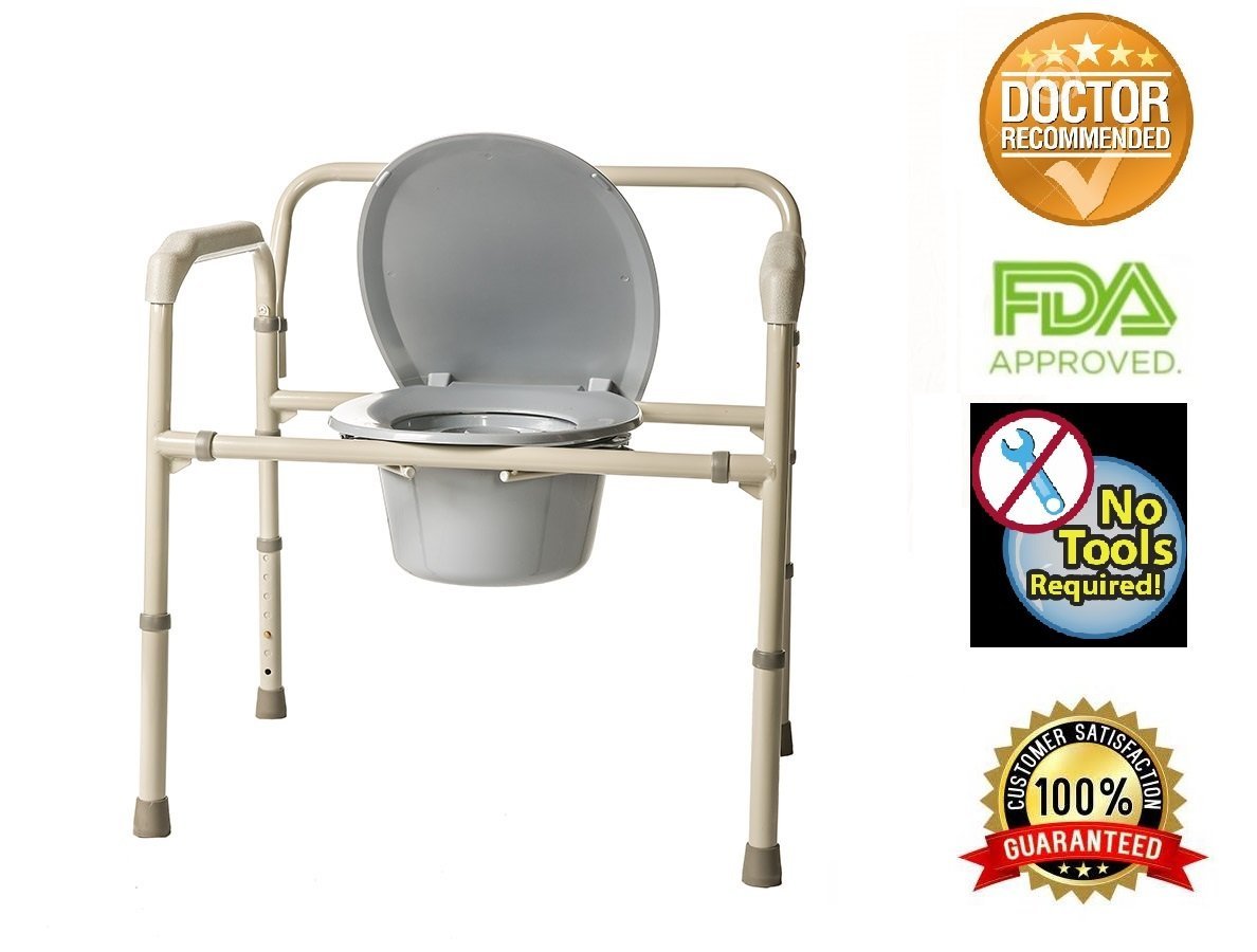 Heavy-duty folding commode chairs for seniors