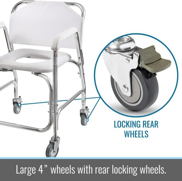 DMI Rolling Shower Chair, Commode, - Image 6