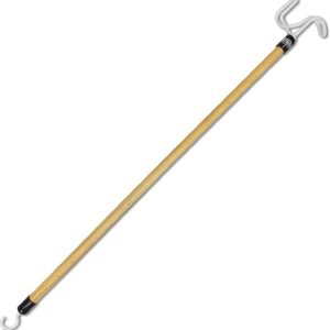 Dressing stick with hook for handling clothes