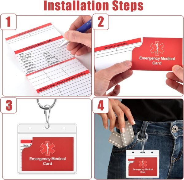 4 Pack Medical Alert Keychain Emergency - Image 4