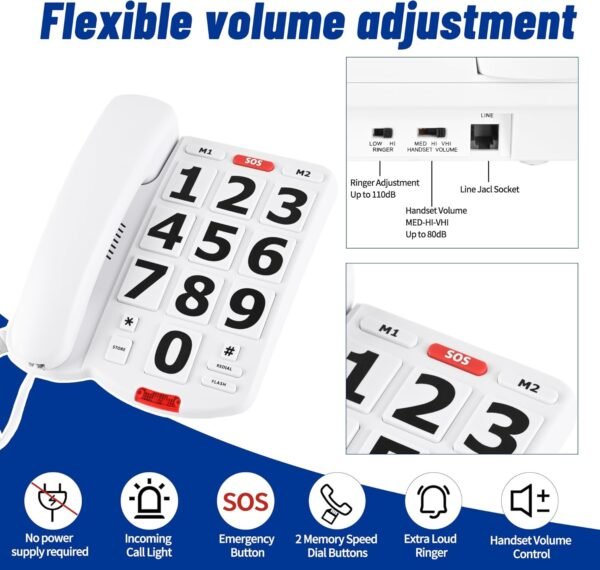 Large Button Phones for Seniors, Land - Image 5