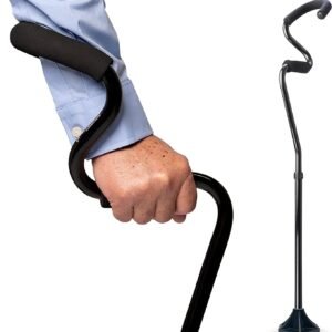 Adjustable walking canes with ergonomic grips