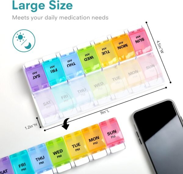 Sukuos AM PM Weekly 7 Day Pill Organizer - Image 4