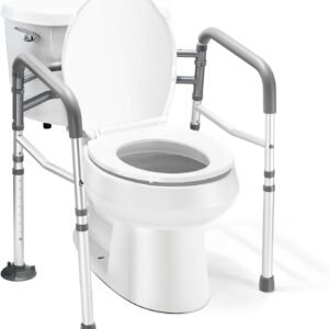 Adjustable toilet safety rails for seniors