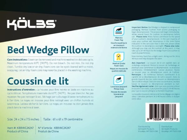 Kӧlbs Bed Wedge Pillow with Memory Foam - Image 8