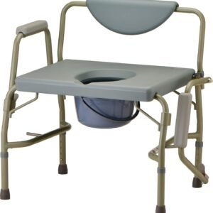 Drop-arm bedside commode chairs for easy transfers