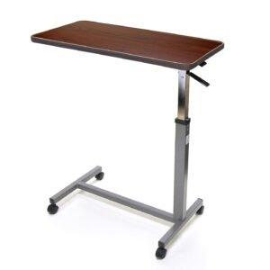 Tilt-top overbed tables for adjustable angles