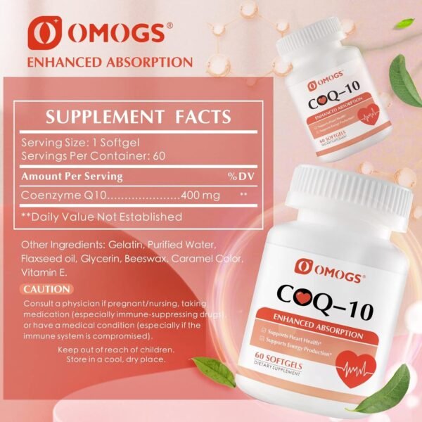 CoQ10 400mg Softgels, Coenzyme Q10 High - Image 2