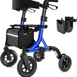 Rollator with built-in seat for resting