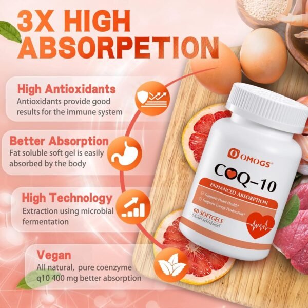 CoQ10 400mg Softgels, Coenzyme Q10 High - Image 3
