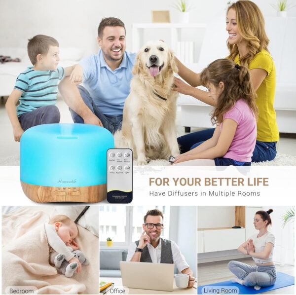 Homeweeks 300ml Essential Oil Diffuser, - Image 2