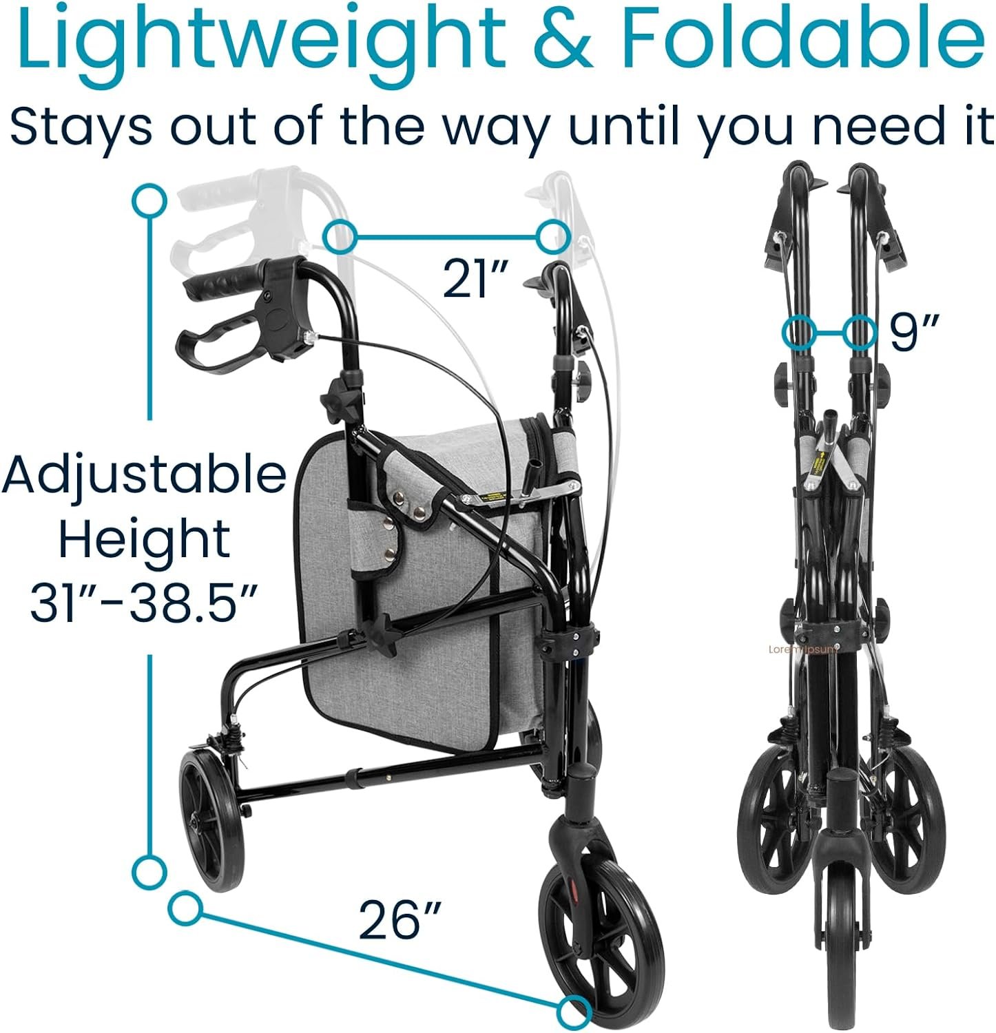Vive Mobility 3 Wheel Walker - Three - Image 3