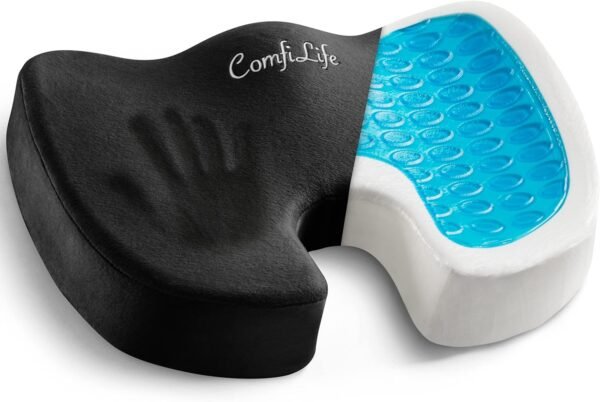 Coccyx cushion with cutout for tailbone relief