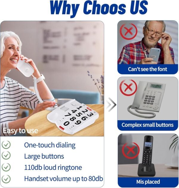 Large Button Phones for Seniors, Land - Image 4